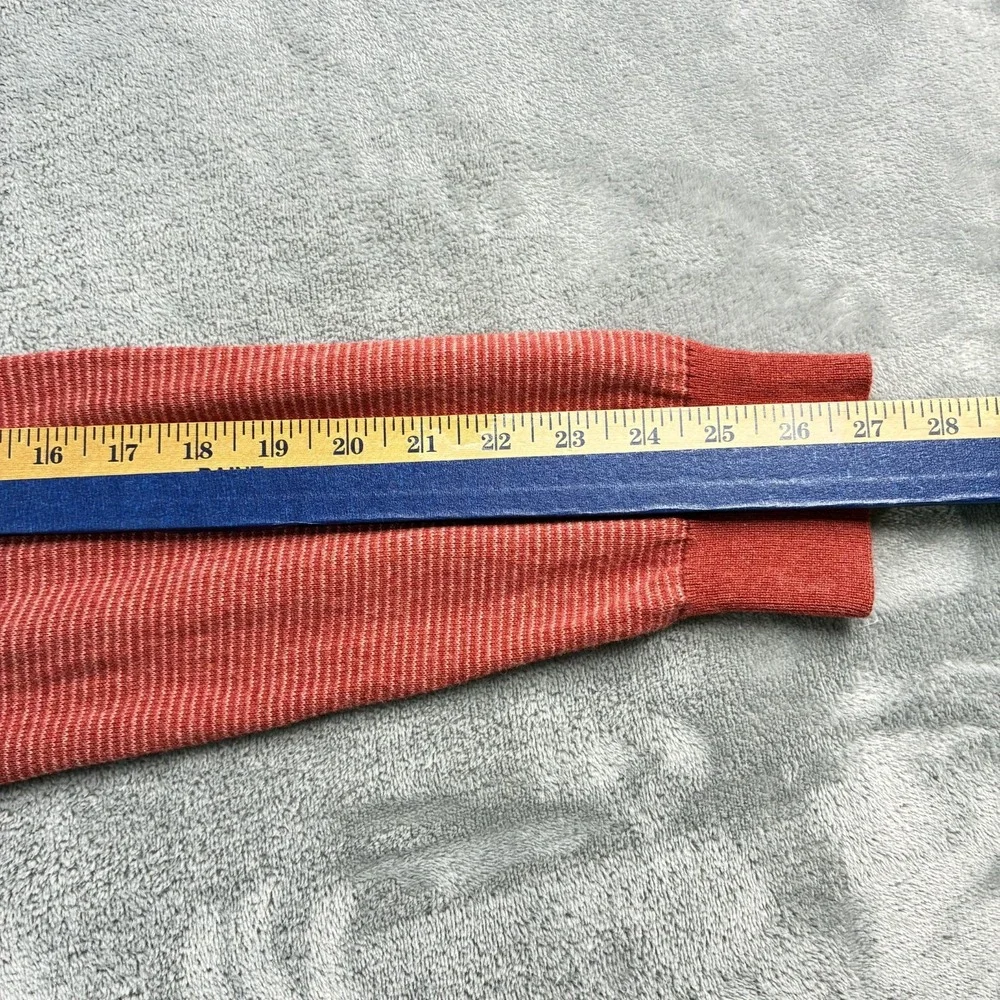Vineyard Vines Thaxter Stripe‎ Quarter-Zip Sweater Rust Red Size Large Mock Neck